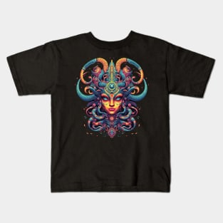 psycadelik, tribal, girl , yoga, hardcore, modern design Kids T-Shirt